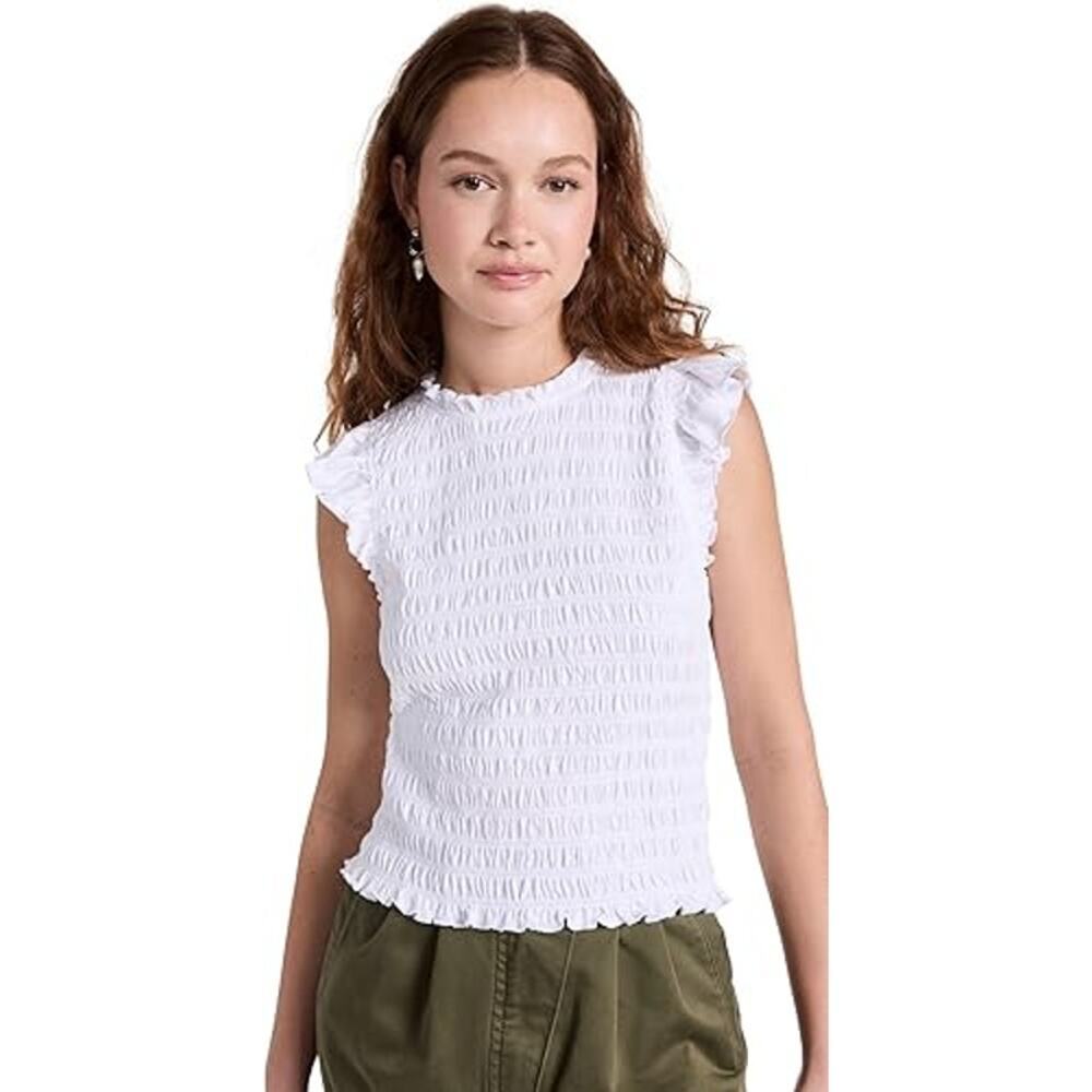 Veronica Beard Jean Wyles 100% Cotton Flutter Sleeve Tank Top White Women's XS